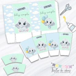 Kit Imprimible Elefantito Celeste-Fiesta de Ideas