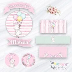 Kit Imprimible Conejitos Vintage-Fiesta de Ideas