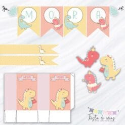 Kit Imprimible Dino Girl-Fiesta de Ideas