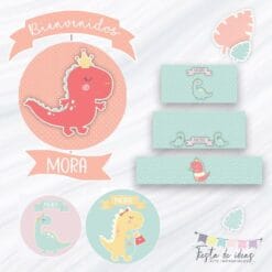Kit Imprimible Dino Girl-Fiesta de Ideas