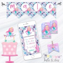 Kit Imprimible Sirenita-Fiesta de Ideas