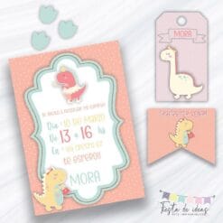 Kit Imprimible Dino Girl-Fiesta de Ideas