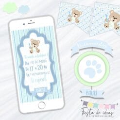 Kit Imprimible Osito Celeste-Fiesta de Ideas