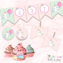 Kit Imprimible Unicornio Bebé Pastel-Fiesta de Ideas