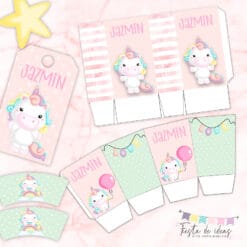 Kit Imprimible Unicornio Bebé Pastel-Fiesta de Ideas
