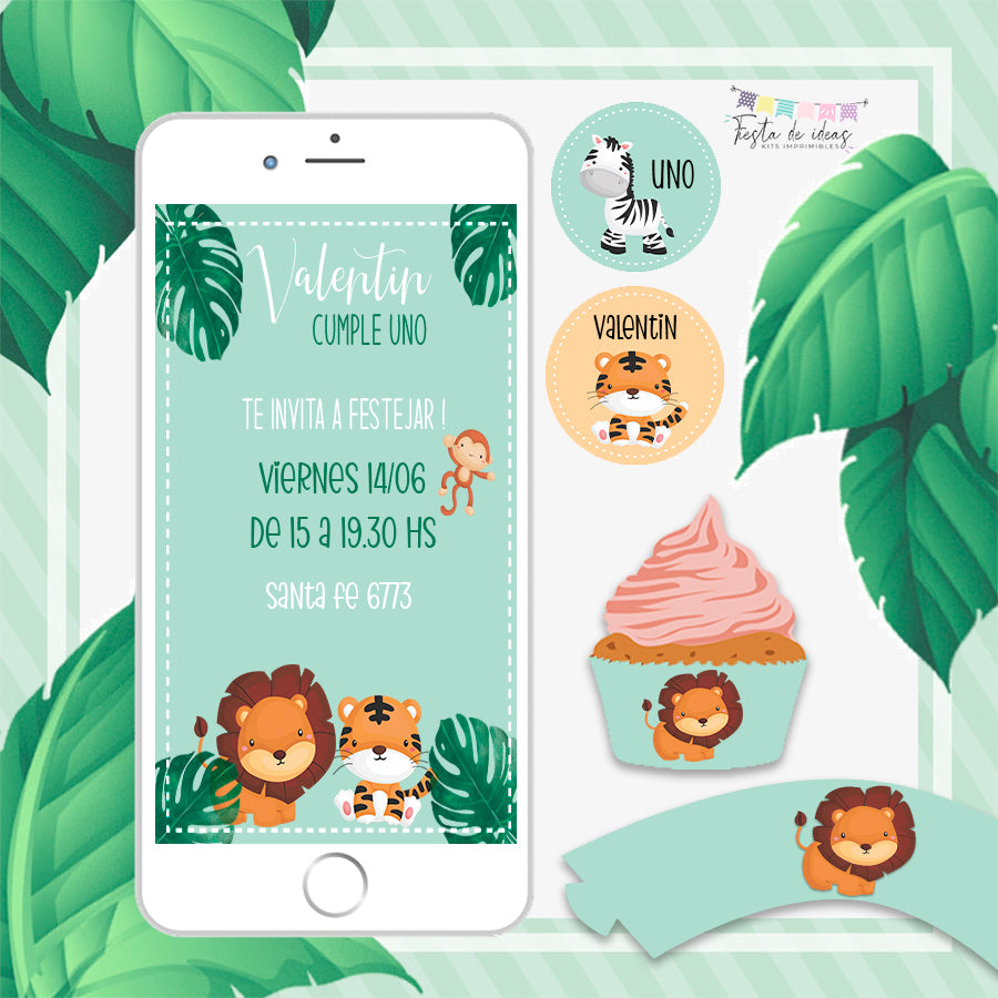 Kit imprimible selva – Ideas para decoración de cumpleaños – Una Fiesta  Bonita