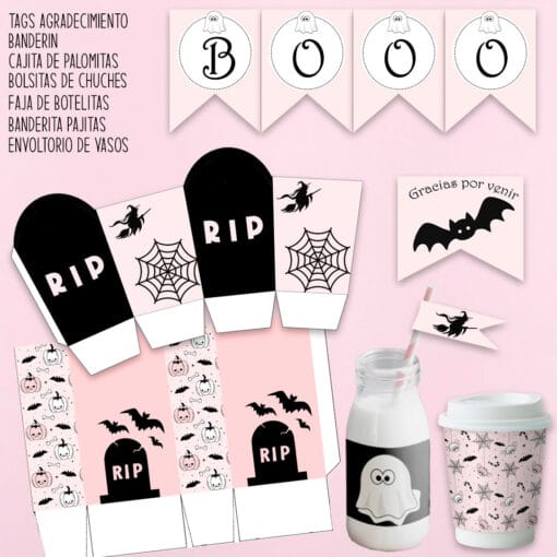 Kit Imprimible Halloween pink