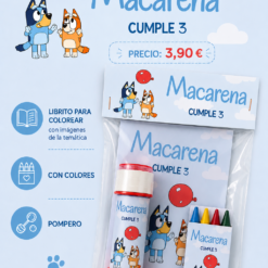 Librito,colores y pomperos personalizado para cumpleaños infantiles